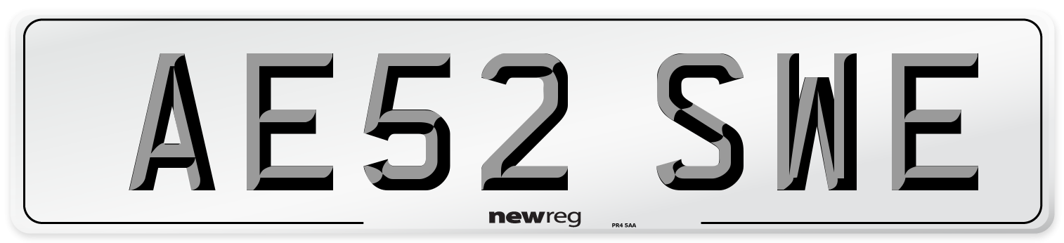 AE52 SWE Number Plate from New Reg